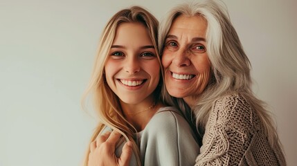 Beautiful smiling woman of different ages side by side