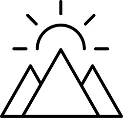 Mountain Vector Sign for Shops and Stores. Suitable for books, stores, shops. Editable stroke in minimalistic outline style. Symbol for design
