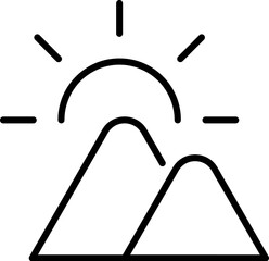 Mountain Simple Outline Symbol for Web Sites. Suitable for books, stores, shops. Editable stroke in minimalistic outline style. Symbol for design