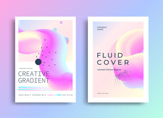 Aesthetic gradient Minimal poster layout. Modern Cover design. Abstract flyer with colorful liquid shapes. Vector illustration
