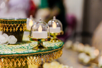 Afghani pre wedding heena henna night ceremony ritual items close up