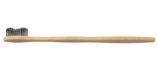 Wooden toothbrush on white isolated background, oral hygiene