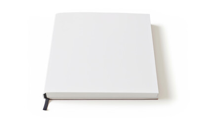 White book with blank cover lying on white surface - obrazy, fototapety, plakaty