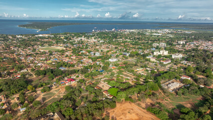 Aerial view of Mtwara historical town in south of Tanzania