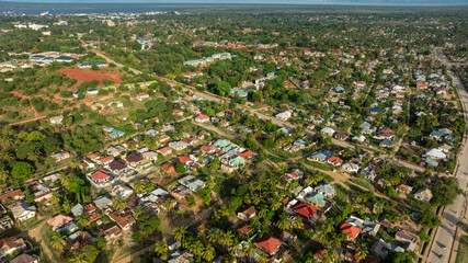 aerial view of Mtwara town in Southern Tanzania