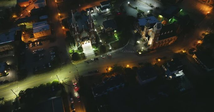 Old historic city architecture in Southern USA. View from above of Macon Georgia
