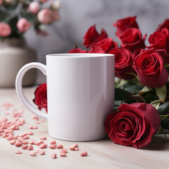 cup of coffee Mockup and roses