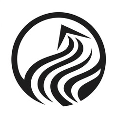 Curved, minimalistic Logo of an Arrow and Lines