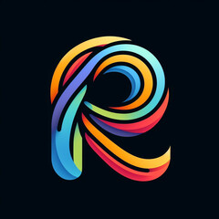 Abstract, curvy and colorful Logo of the letter "R"
