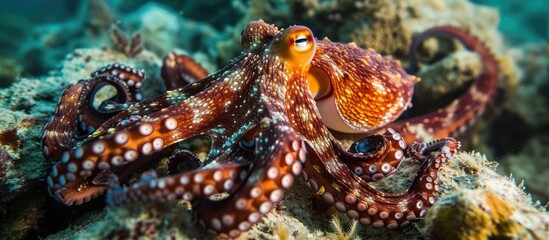 Imitating octopus found in Pacific Ocean near Sulawesi, Indonesia. - obrazy, fototapety, plakaty