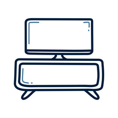 Hand drawn Tv Table doodle line illustration. Tv Table doodle icon vector.