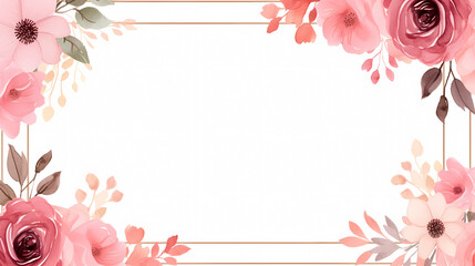 Floral frame with watercolor flowers, decorative flower background pattern, watercolor floral border background