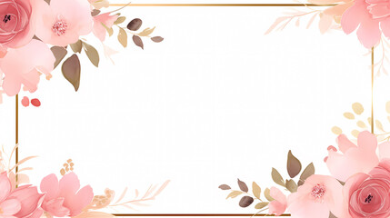 Floral frame with watercolor flowers, decorative flower background pattern, watercolor floral border background