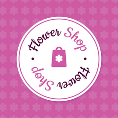 Pink flower shop logotype template, script font