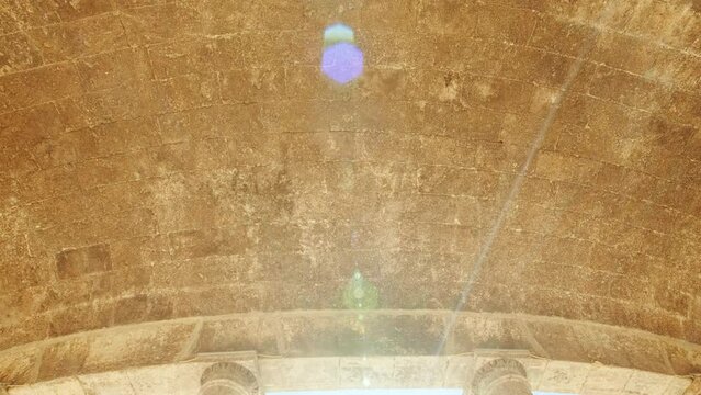 The Alhambra Palace - Revealing the Upper Court of Palace of Charles V, adorned with Renaissance Ionic columns, Granada, Anadalucia, Spain