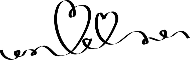 Set of heart ribbons. Element for design