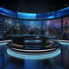 realistic news studio background