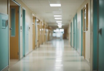 Blur image background of corridor in hospital school kindergarten or clinic image