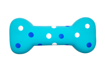 Blue Dog Toy with polka dots on a transparent background 