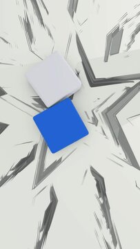 3d animation, some cubes sliding on grey background with a star symbol 
