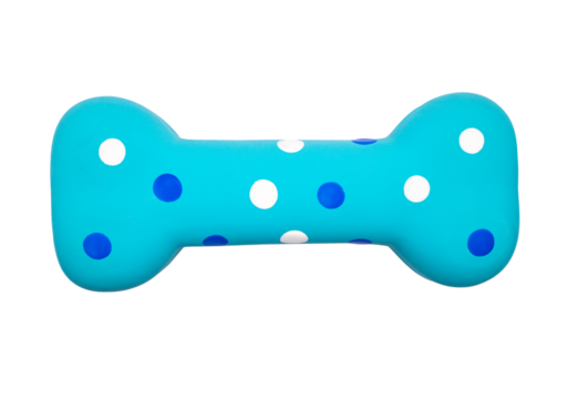 Blue Dog Toy with polka dots on a transparent background 