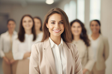 Women powerful business team leader smiling at camera