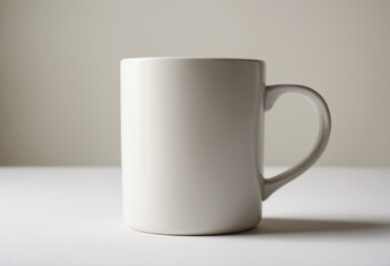 Obraz premium Mockup of a blank white mug with white backdrop