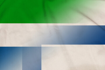 Sierra Leone and Finland national flag international contract FIN SLE - obrazy, fototapety, plakaty