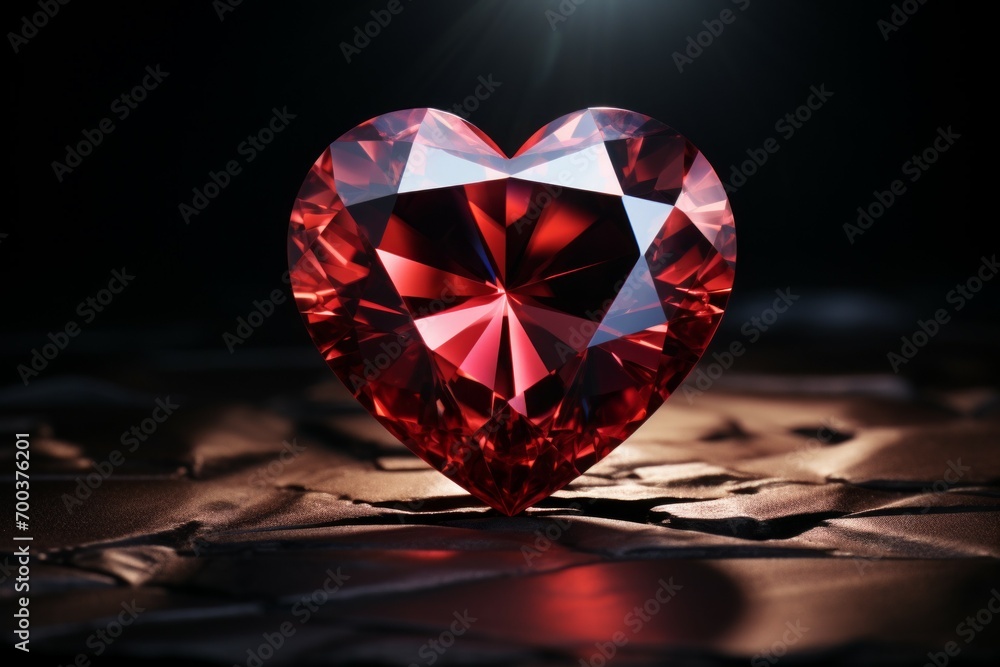 Poster heart shaped gemstone. background with selective focus and copy space