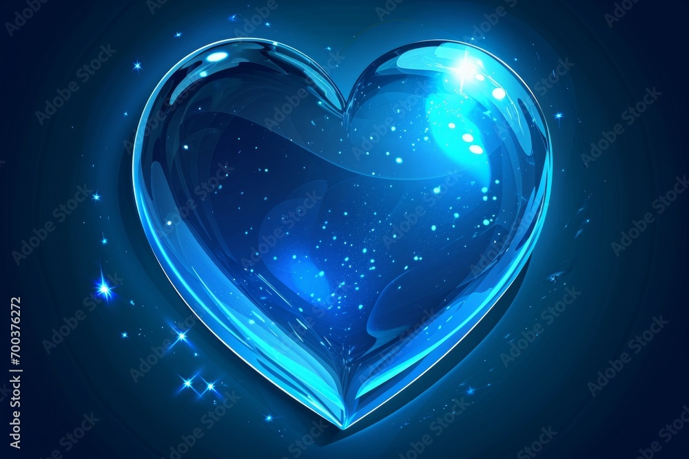 Poster abstract heart drawing in cool colors. background with selective focus and copy space