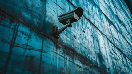 Surveillance camera on the wall of the building. Monitoring and security. Protection of property and territory