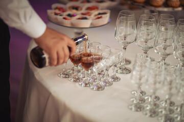 Wedding catering. Celebration marriage concept. Restaurant and bar alcohol menu. Luxury drink....
