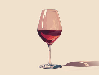 A Minimal Illustration Of A Single Elegant Wine Glass Against A White Backdrop