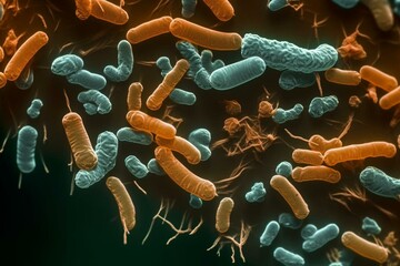 Microscopic view of Acinetobacter baumannii bacteria. Generative AI