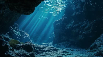 Foto op Plexiglas Deep blue plains of the ocean depths. Concept of mystery and depth © BraveSpirit