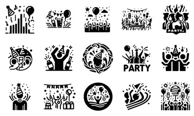 Joyful Celebrations: Minimalist Party Pictograms for Every Occasion