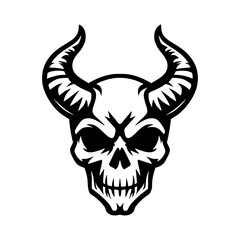 Vector logo of an evil skeleton. black and white logo of a scary skull. professional logo for tattoos, emblems, logos
