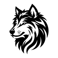 Vector logo of wolves. black and white logo of wolf head. suitable for esport logo, gaming, brand, emblem, tattoo