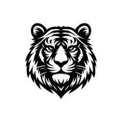 Vector logo of a tiger head. Black and white illustration of a felis head. vector logo for brand, emblem, tattoo