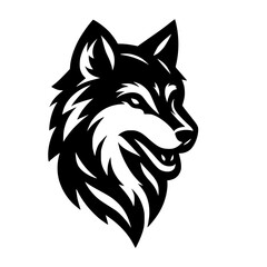 Vector logo of wolves. black and white logo of wolf head. suitable for esport logo, gaming, brand, emblem, tattoo