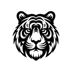 Vector logo of a tiger head. Black and white illustration of a felis head. vector logo for brand, emblem, tattoo