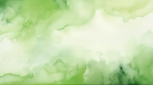 watercolor painting of a green tea color mix white canvas texture background