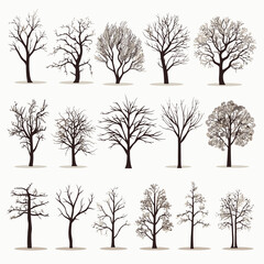 Vector winter bare tree collection