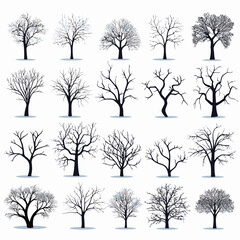 Obraz premium Vector winter bare tree collection