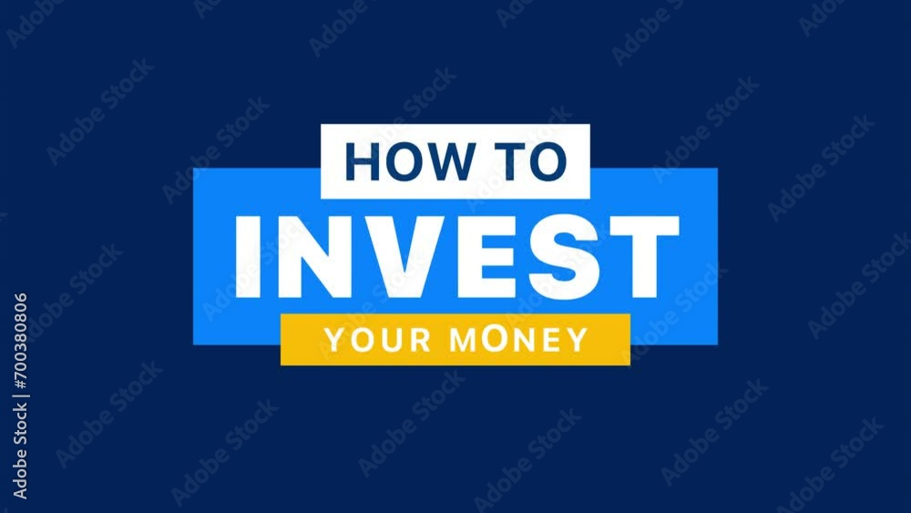 Poster text animation in how to invest on black background. 4k motion graphics animated