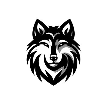 Vector logo of wolves. black and white logo of wolf head. suitable for esport logo, gaming, brand, emblem, tattoo