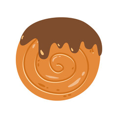Cromboloni, Croissant Bomboloni. Round New York Roll with Chocolate