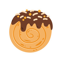 Delicious roll croissant or cromboloni with cream topping illustration