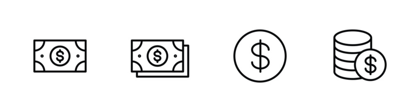 Dollar money icon set vector illustration for web, ui, and mobile apps