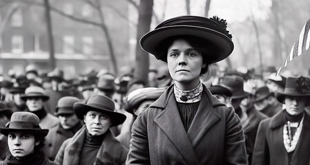 Suffragist woman, in demonstration for the female vote Women  - obrazy, fototapety, plakaty